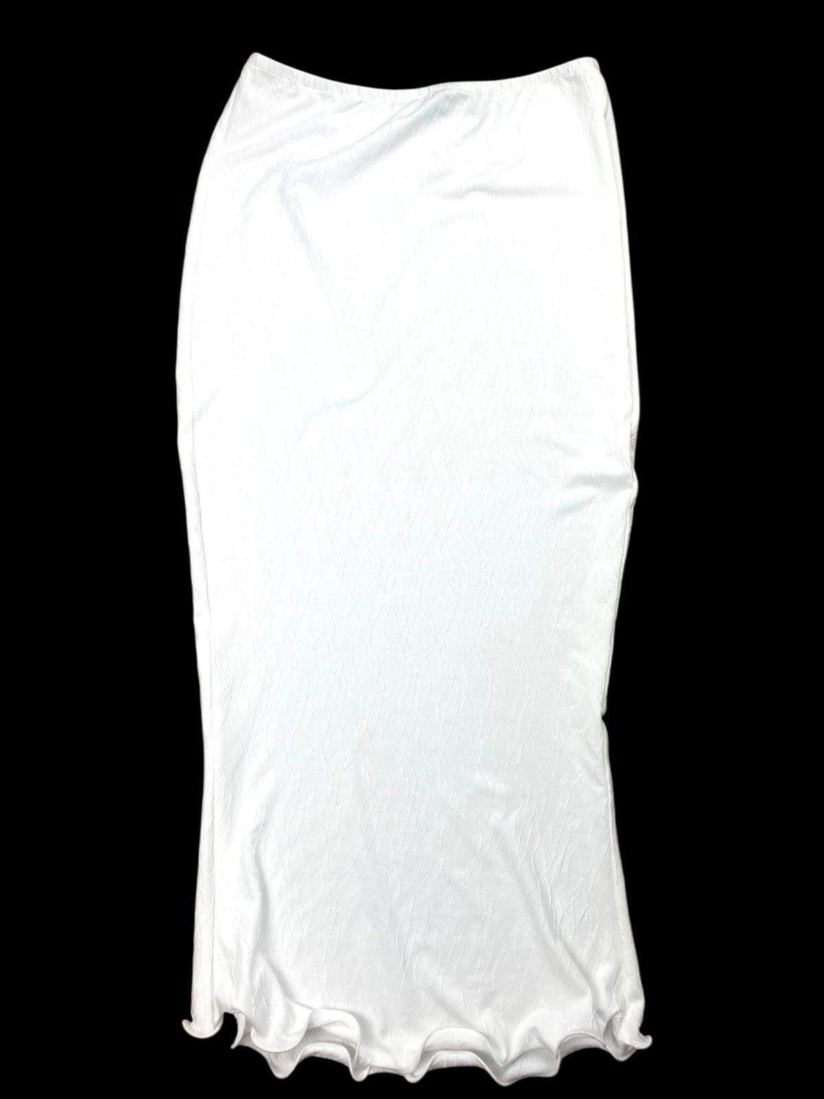 Pretty Little Thing White Midi Skirt High Waist Textured Women’s UK Size 16