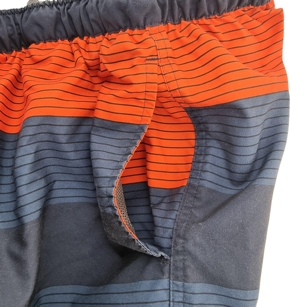 Decathlon Swim Shorts Men's UK Size M Blue White Red Striped Mesh Lined Pockets