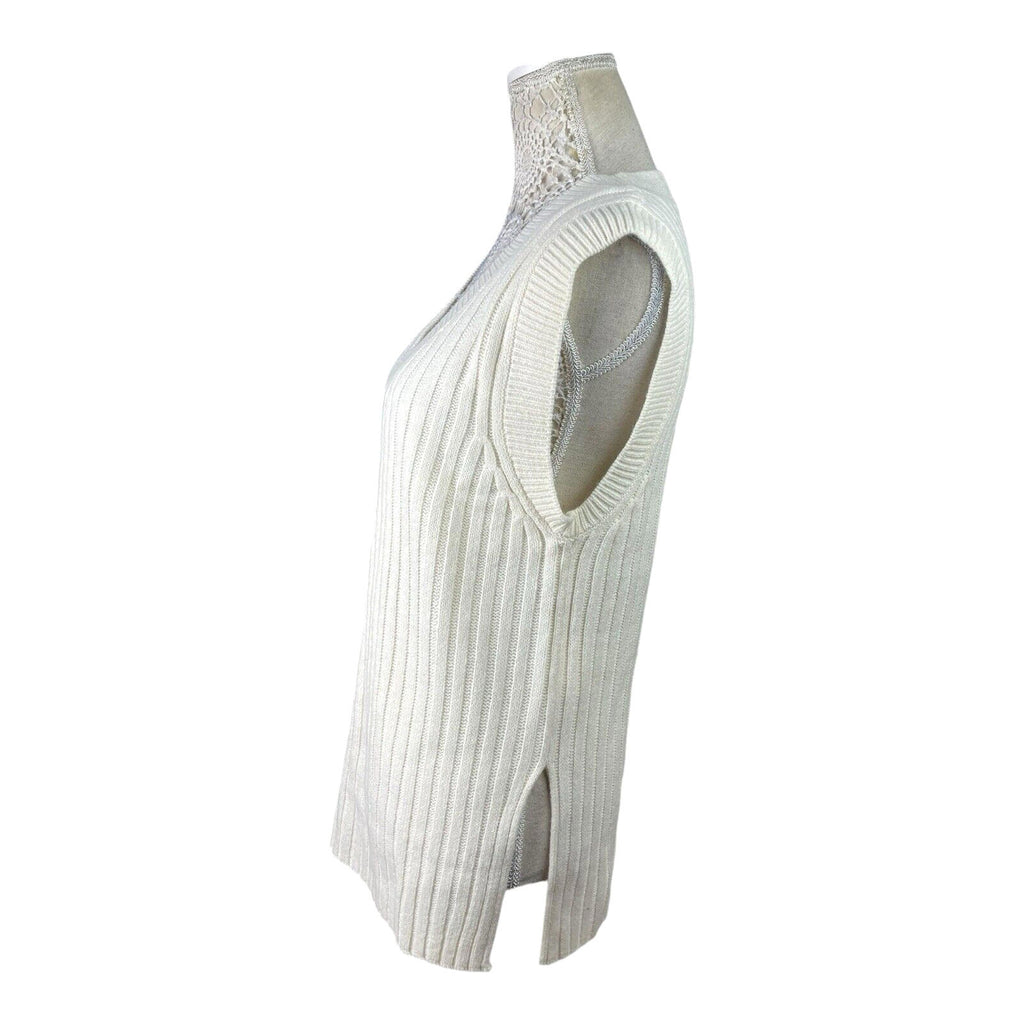 Divided Vest Jumper Light Beige Oversized Rib Knit Women’s UK Size XS