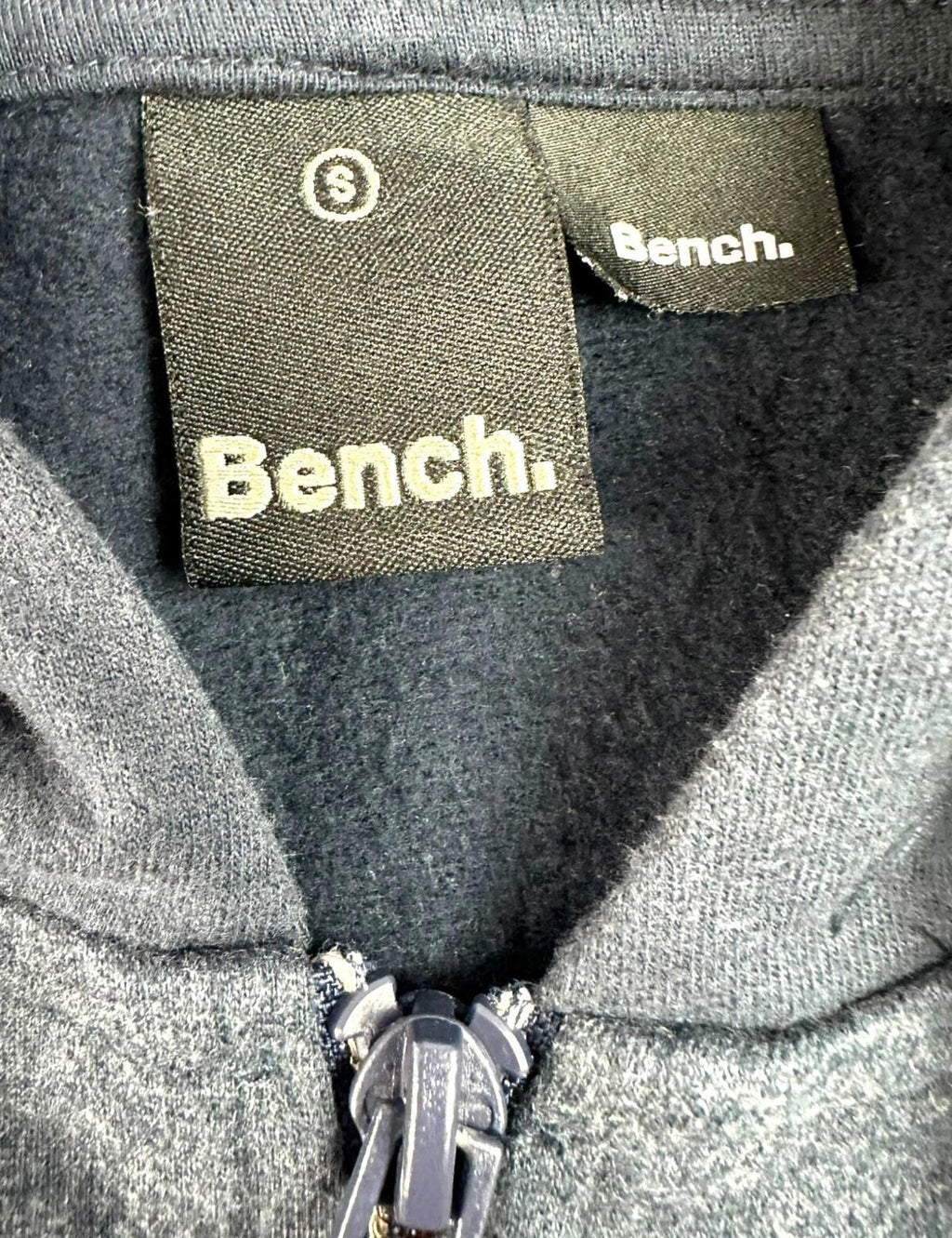 Bench Hooded Jacket Hoodie Men's UK Size S Blue 100% Cotton Logo Drawstring Hood