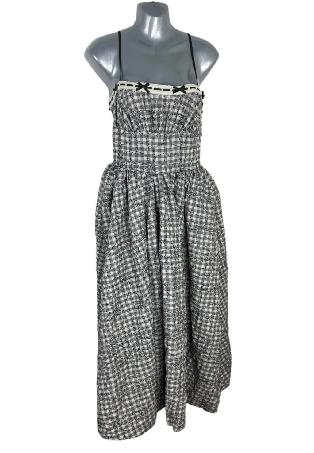 Pretty Little Thing Vintage Style Dress Retro Cute Maxi Check Women’s UK Size 8