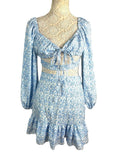 Boohoo Floral Skirt Co Ord Set High Waist Blue & White Women’s UK Size 10