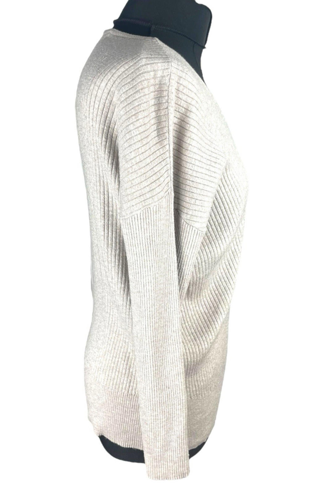 George Beige Ribbed Thin Jumper V Neck Women’s UK Size S