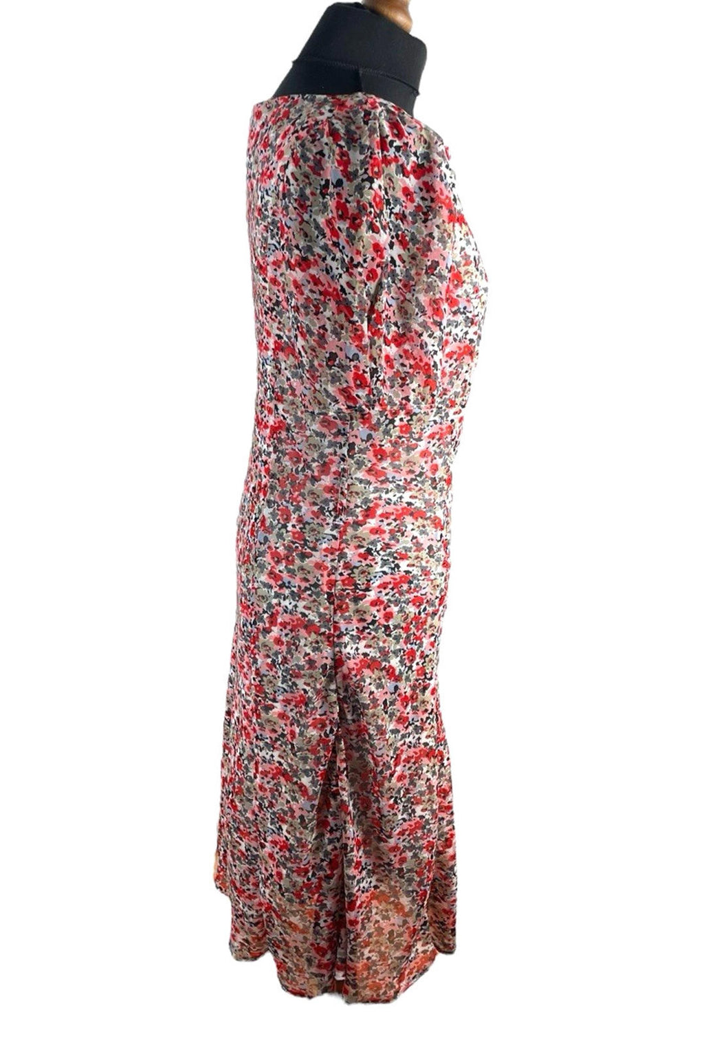 Autonomy Red Floral Midi Dress Layered Summer Women’s UK Size 12