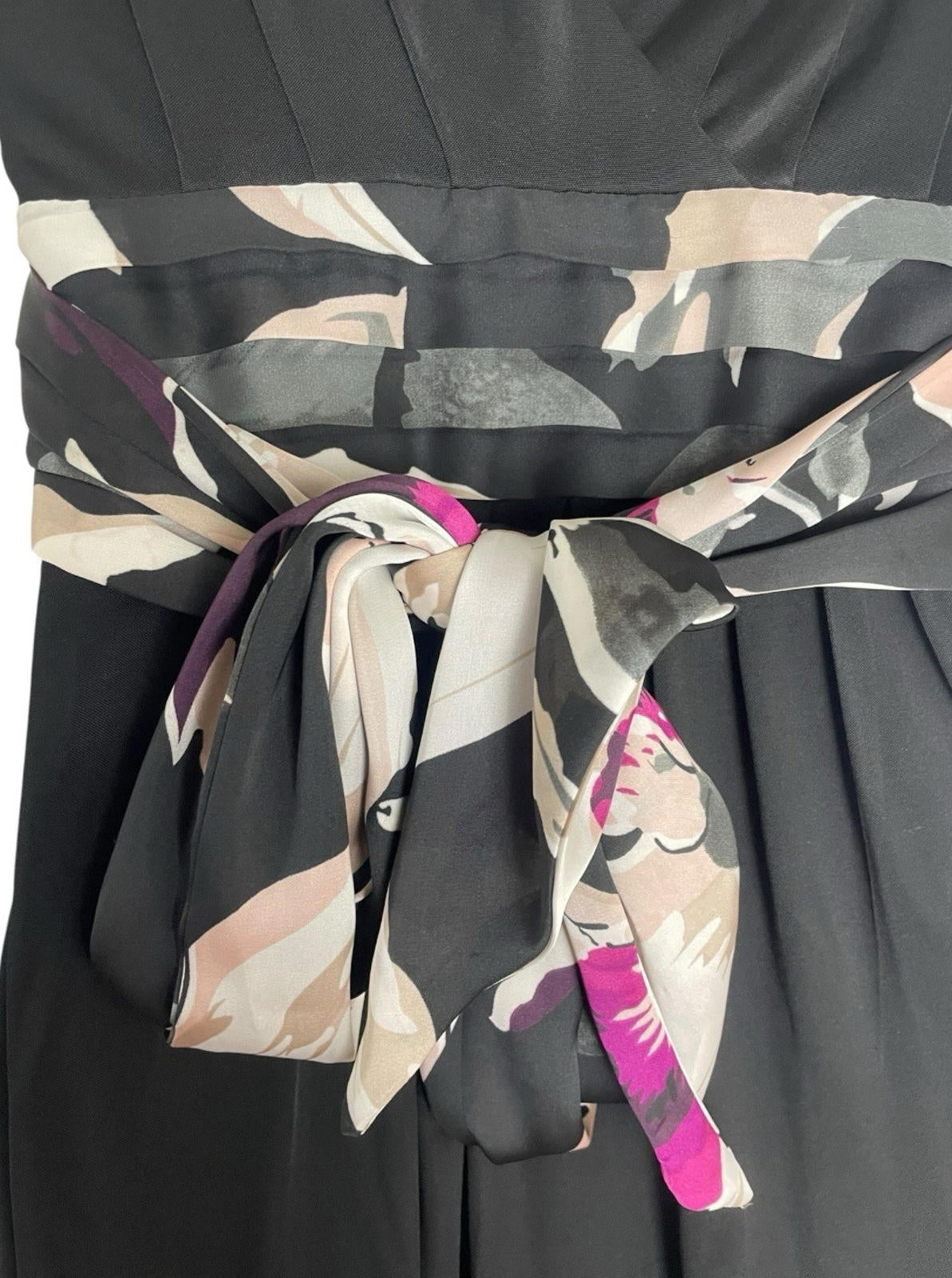 Ted Baker Black Occasion Dress Knee Length Floral Tie Back Women's UK Size 0 2XS