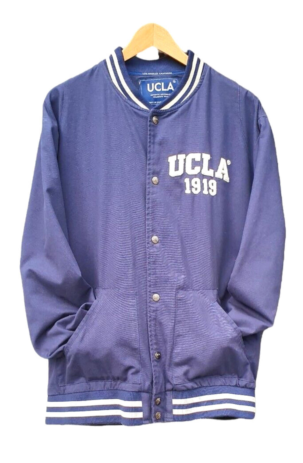Varsity Jacket Coat Blue 100% Cotton Men's UK Size Large