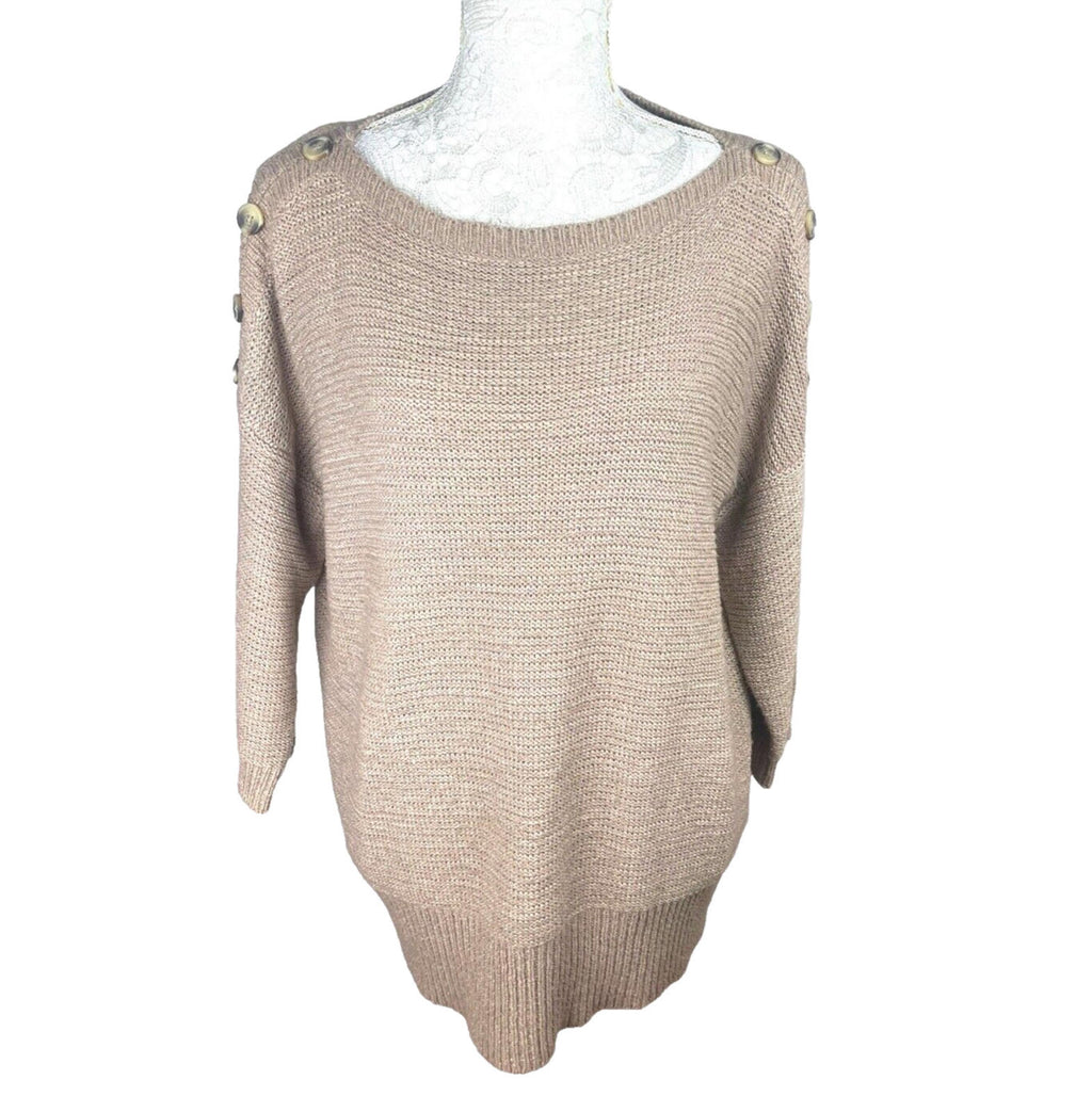 Wallis Knit Jumper Beige With Button Detail Women's UK Size 12-14