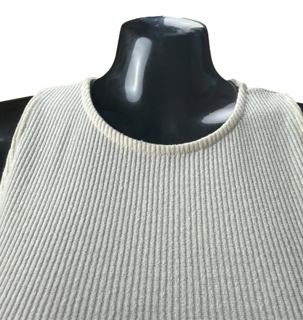 Bershka Cream Ribbed Crop Top Ribbed Tie Front Women’s UK Size XS