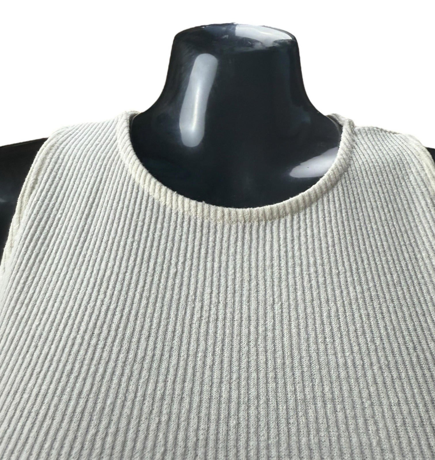 Bershka Cream Ribbed Crop Top Ribbed Tie Front Women’s UK Size XS