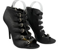 Truffle Peep Toe Ankle Shoes  Women's UK Size 6 Straps Buckles Stiletto Black