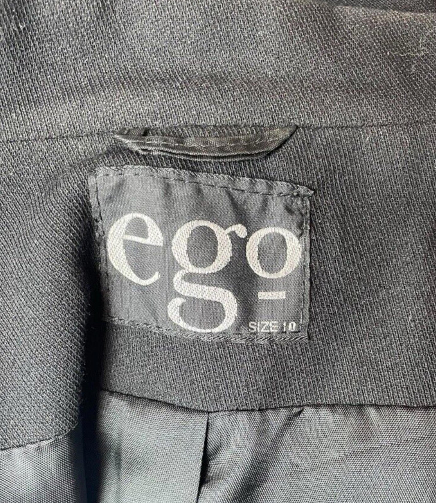 Ego Blazer Jacket Retro Long Black Shoulder Pads Women’s UK Size 10