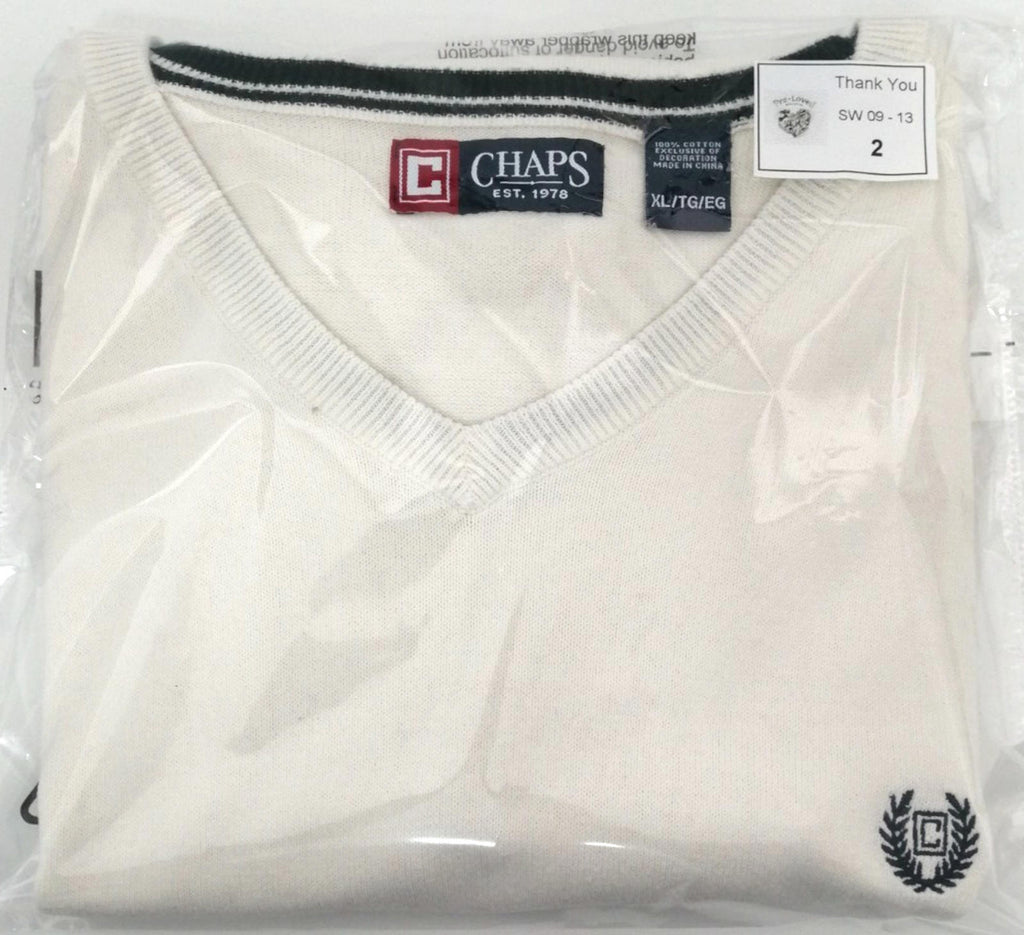 Chaps Ralph Lauren Jumper Vest Men's Size XL Sweater Sleeveless Cream Cotton