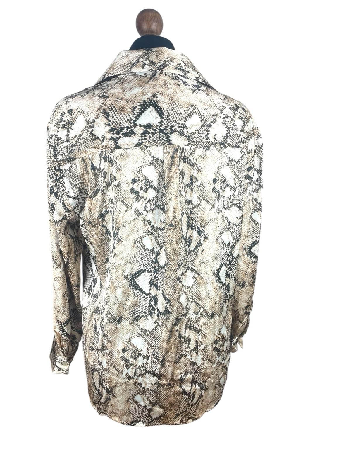 Haver London Satin Shirt Blouse Women’s UK Size 8 Snake Print Long Sleeved