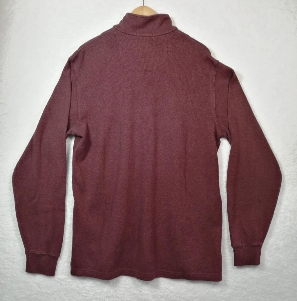 Land's End 1/4 Zip Burgundy Sweatshirt Men's Size XL Jumper 100% Cotton