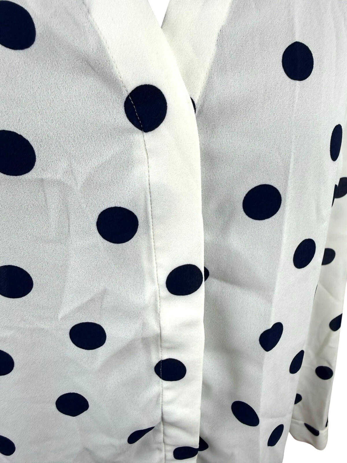 TU Polka Dot Shirt Blouse Women’s UK Size 10 Oversized Chiffon Button Up White