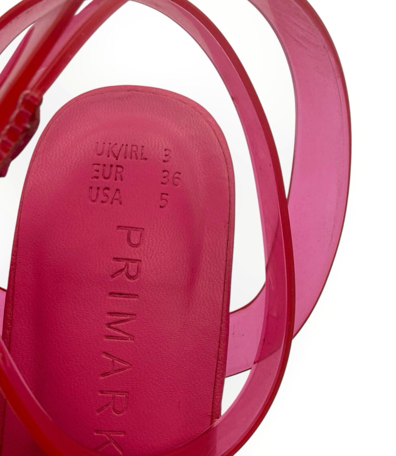 Primark Jelly Strap Block Heel Shoes Women’s UK Size 3 Square Open Toe Pink