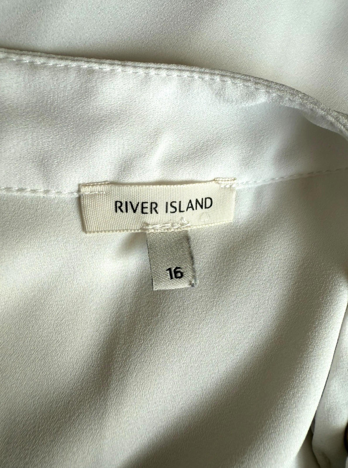 River Island White Camisole Top Tie Neck Lightweight Women’s UK Size 16