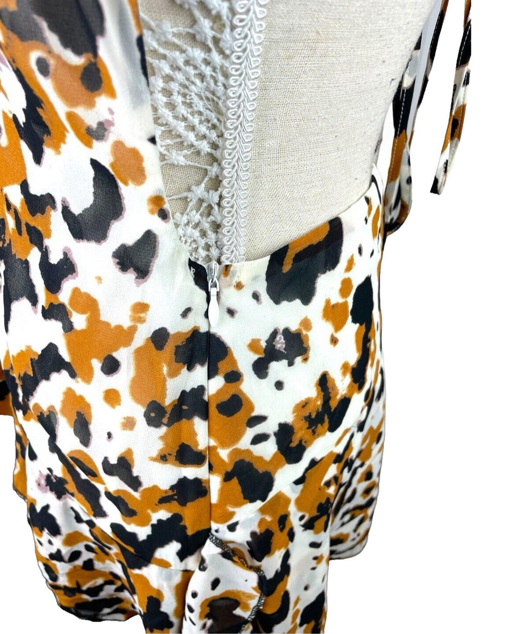 Cheetah Print Mini Dress Backless Deep V Neckline Women’s UK Size 8