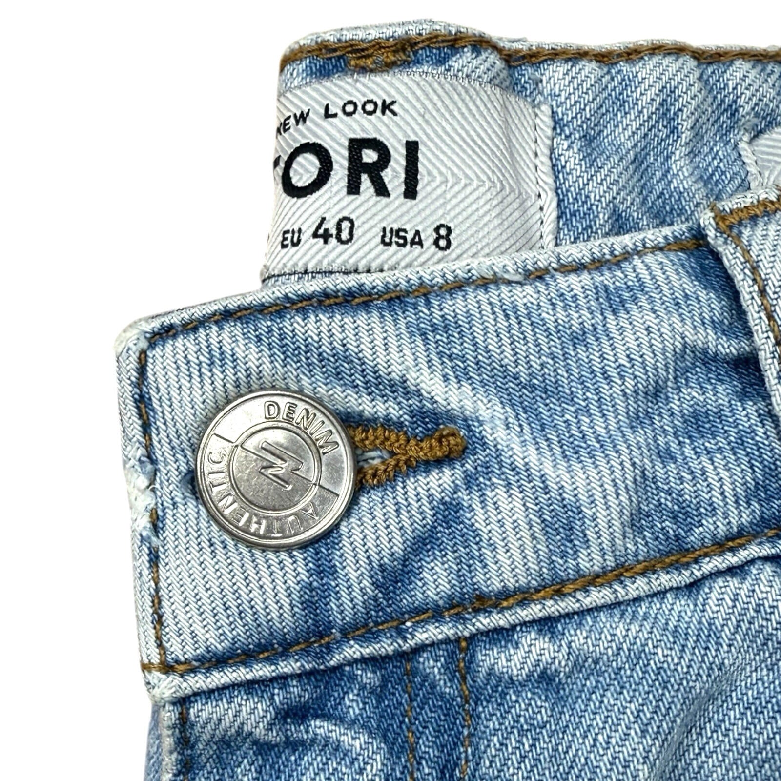 New Look Jeans Diamante Mom Women’s UK Size 12 Straight Leg Tori Blue Denim