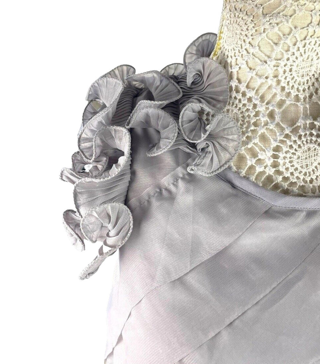 Miso Grey Chiffon Mini Dress Occasion Exaggerated Frill Women’s UK Size 12