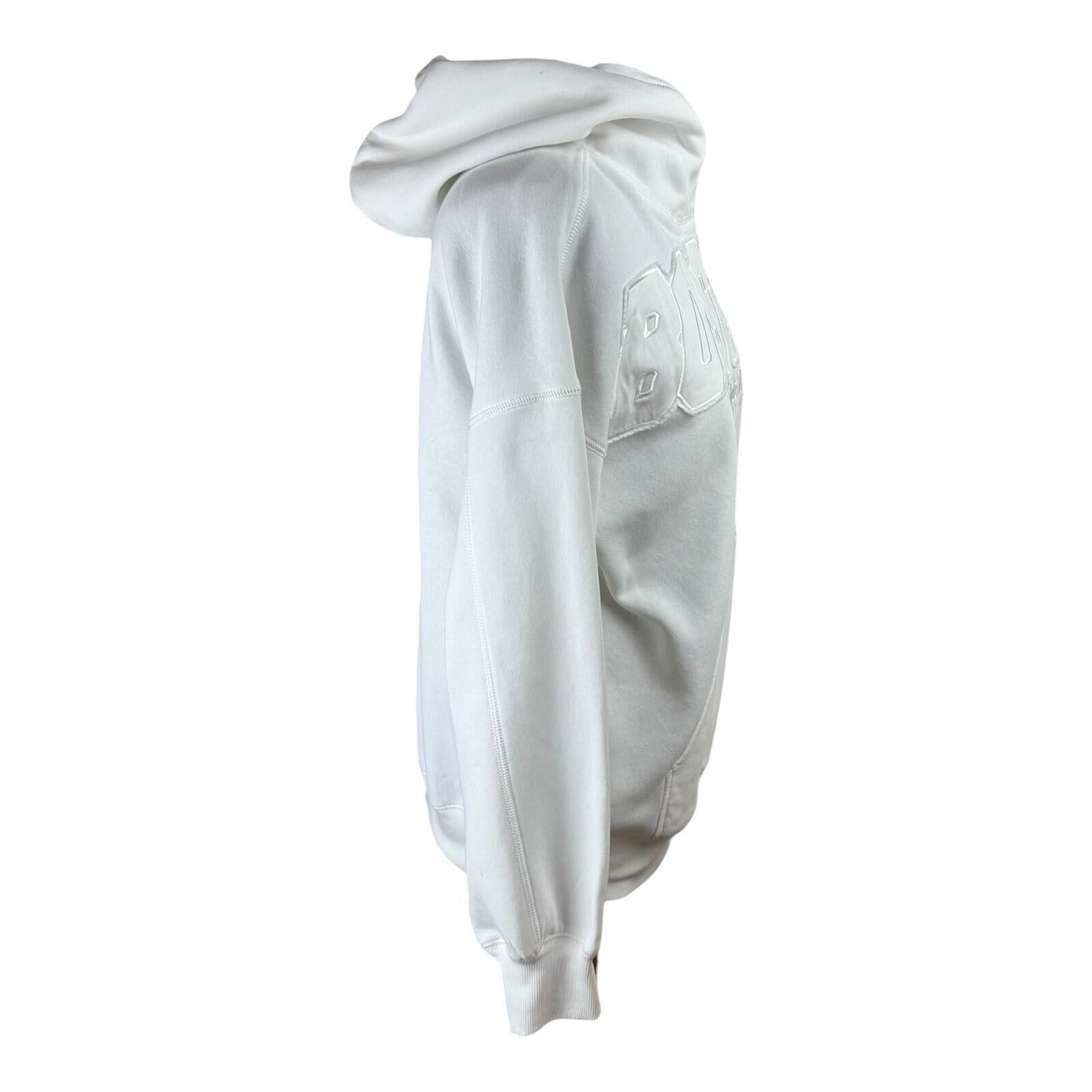 Divided Fleece Lined Hoodie Women's UK Size 2XS Oversized Boston White Jersey