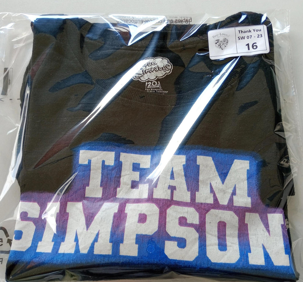 Team Simpsons Graphic Print T-Shirt Men's UK Size L Black Crew Neck Basketball