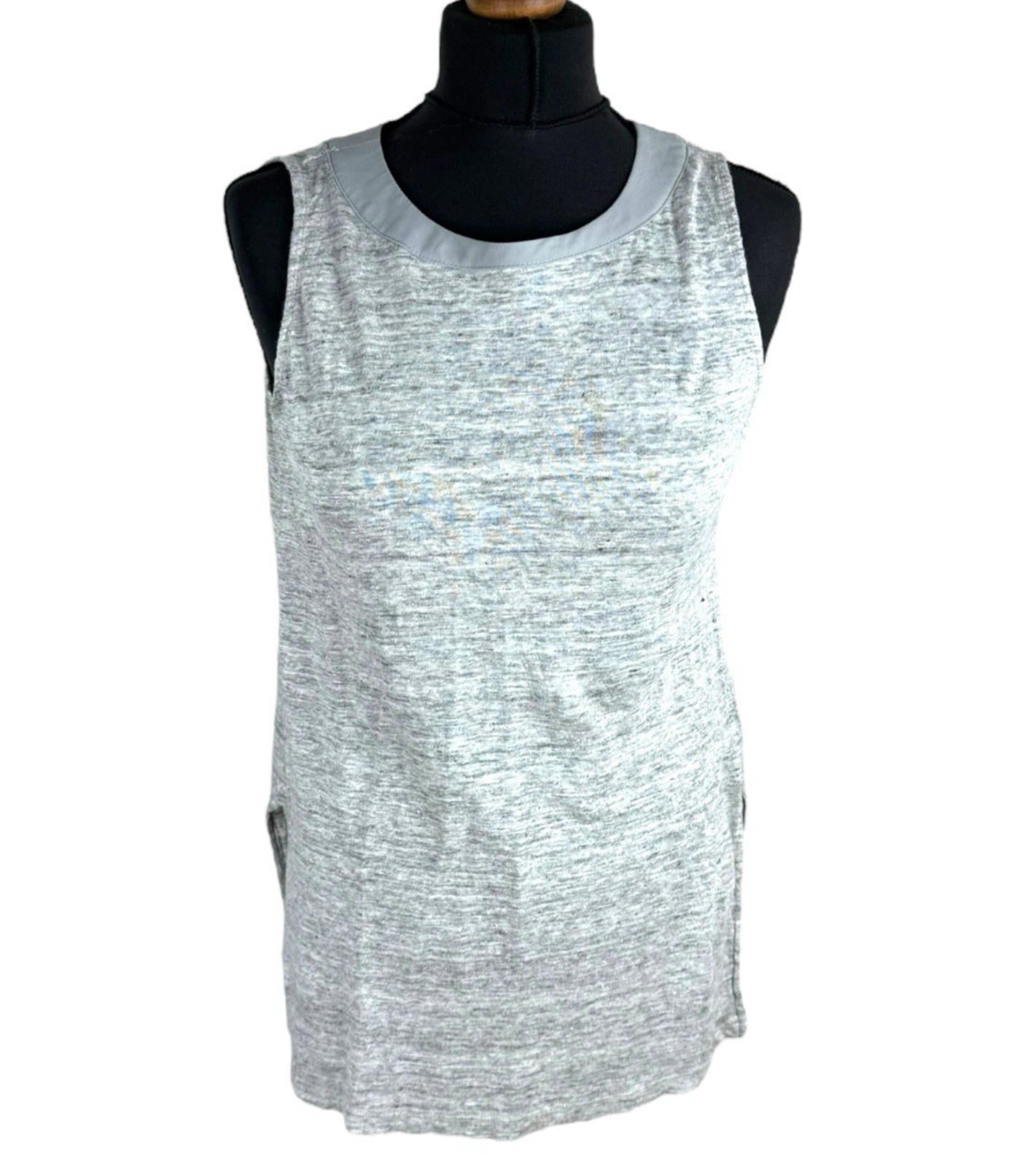 Catherine Malandrino Grey Sleeveless Vest 100% Linen Women’s UK Size XS
