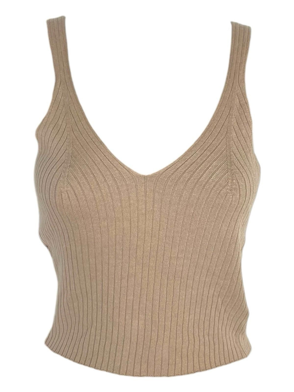 Divided Beige Tank Top Ribbed Stretch Women’s UK Size XS