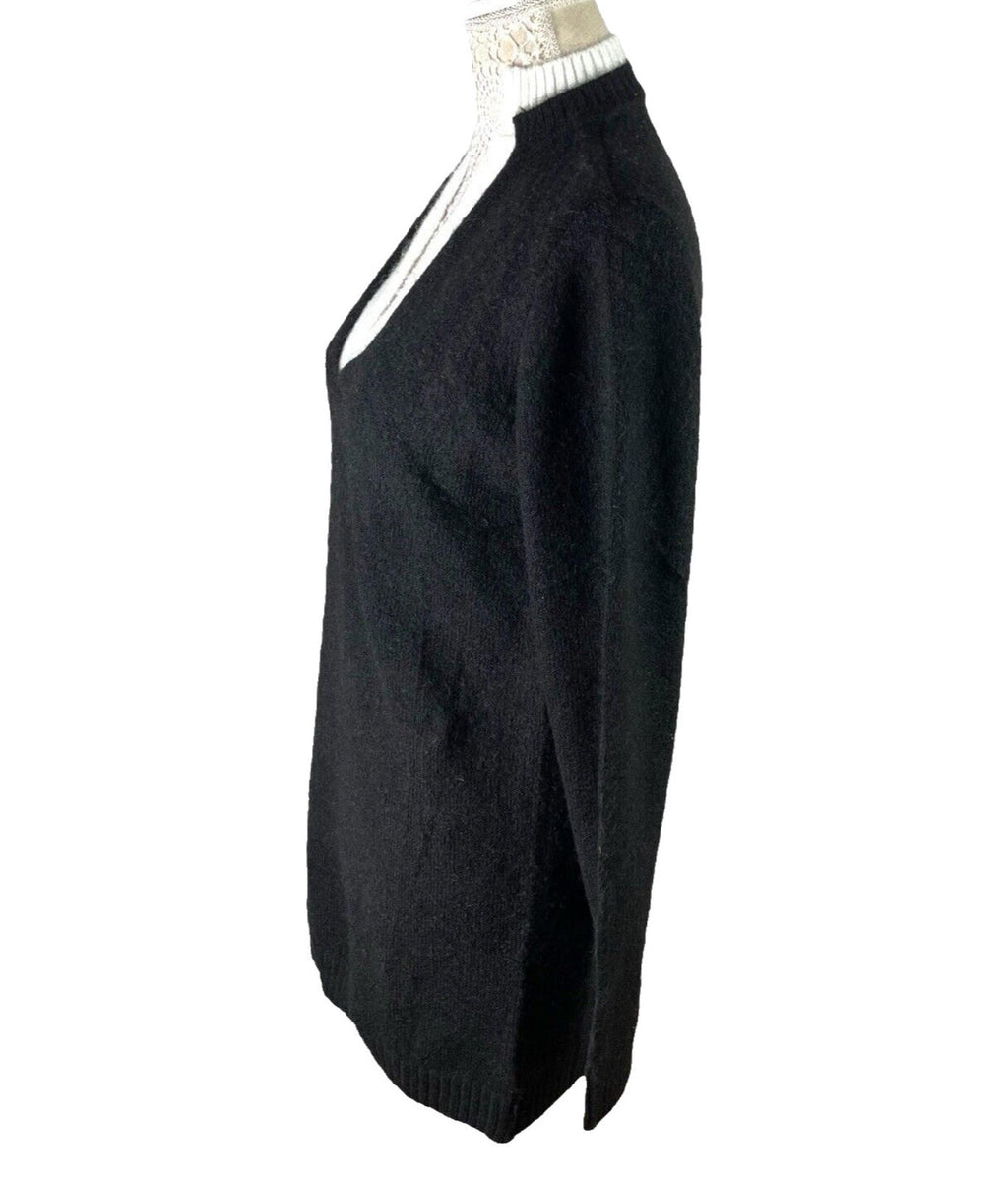 Jumper Dress Women's UK Size 8 Black Soft Touch Knit White Collar Relaxed Mini