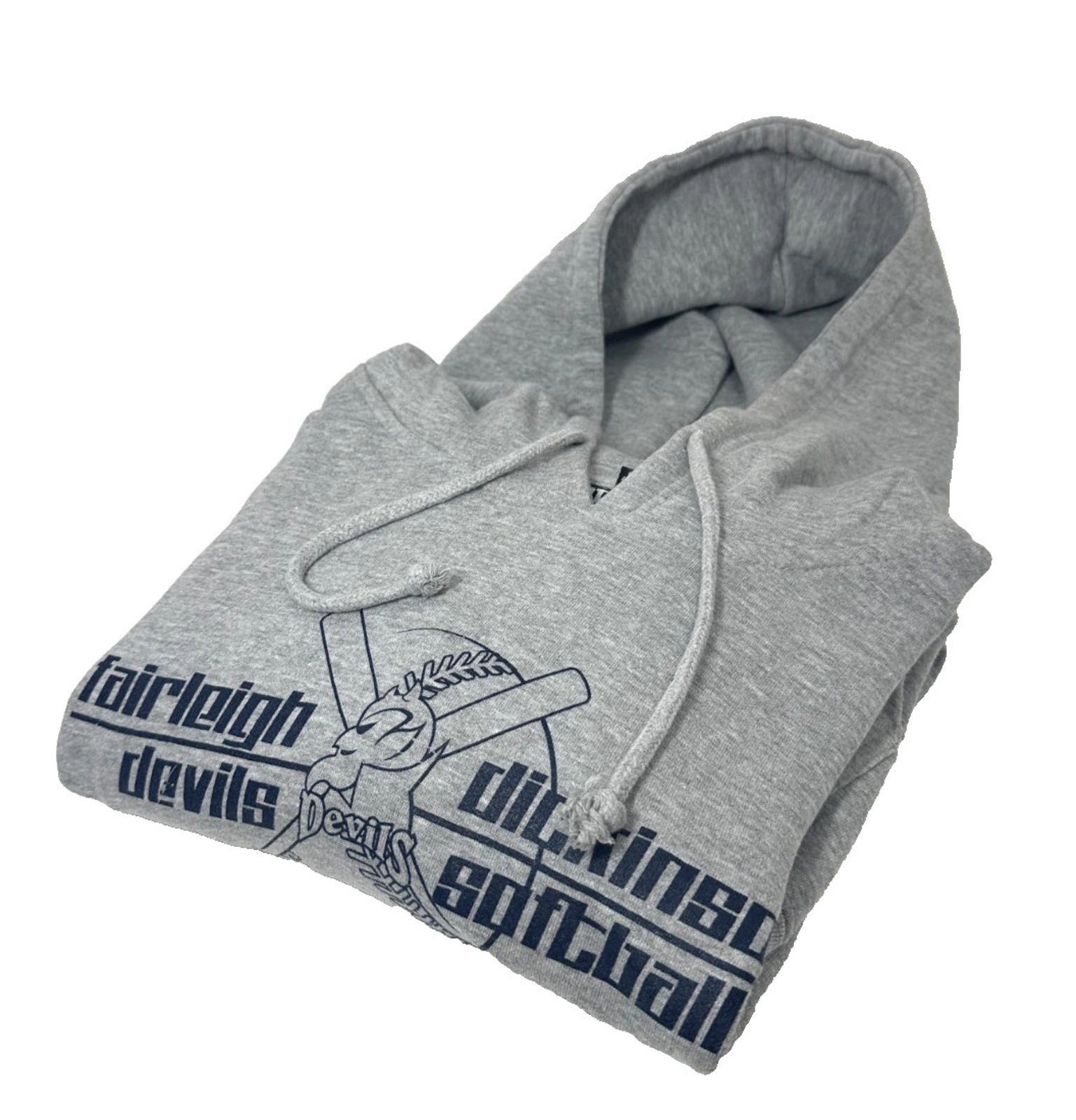 Devils Softball Hoodie Men's UK Size M Grey Hooded Jersey Pocket Drawstring