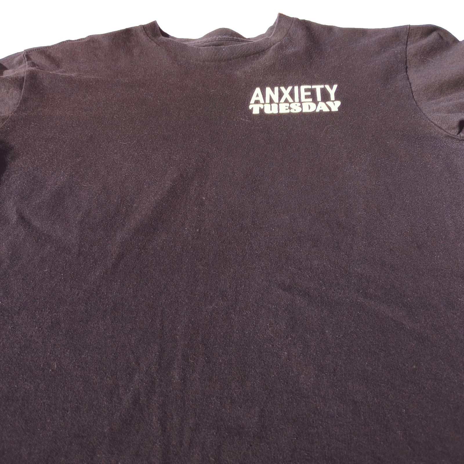 Graphic Print T-Shirt Men's UK Size M Black Crew Neck 100% Cotton Anxiety Theme