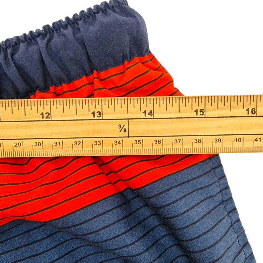 Decathlon Swim Shorts Men's UK Size M Blue White Red Striped Mesh Lined Pockets