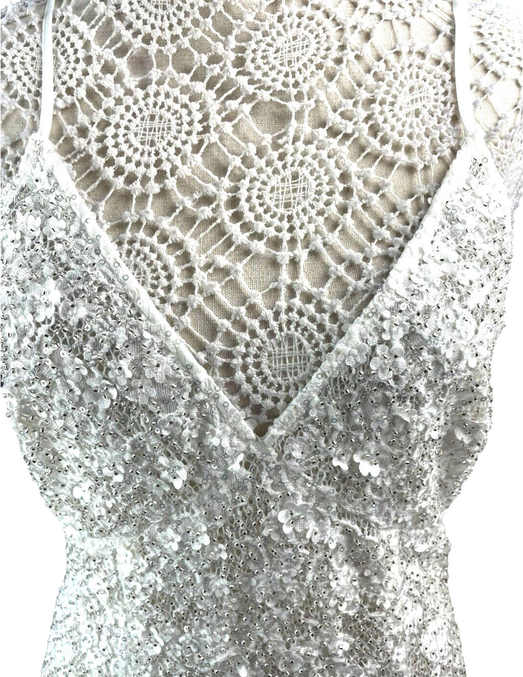 Nasty Gal Prom Dress Women's UK Size 12 White Embellished Backless Side Slit