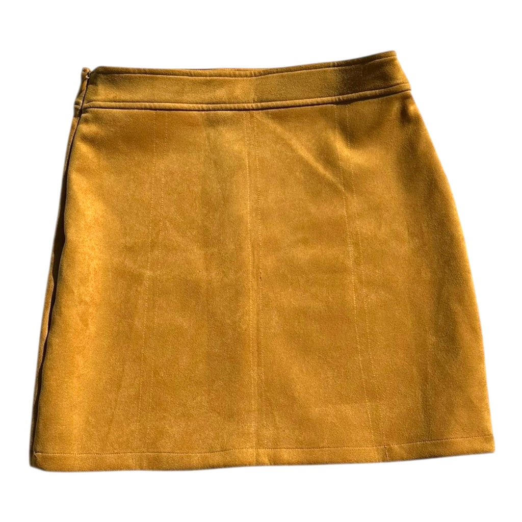 Misguided Mustard Skirt Velour High Waist Aline Women’s UK Size 12