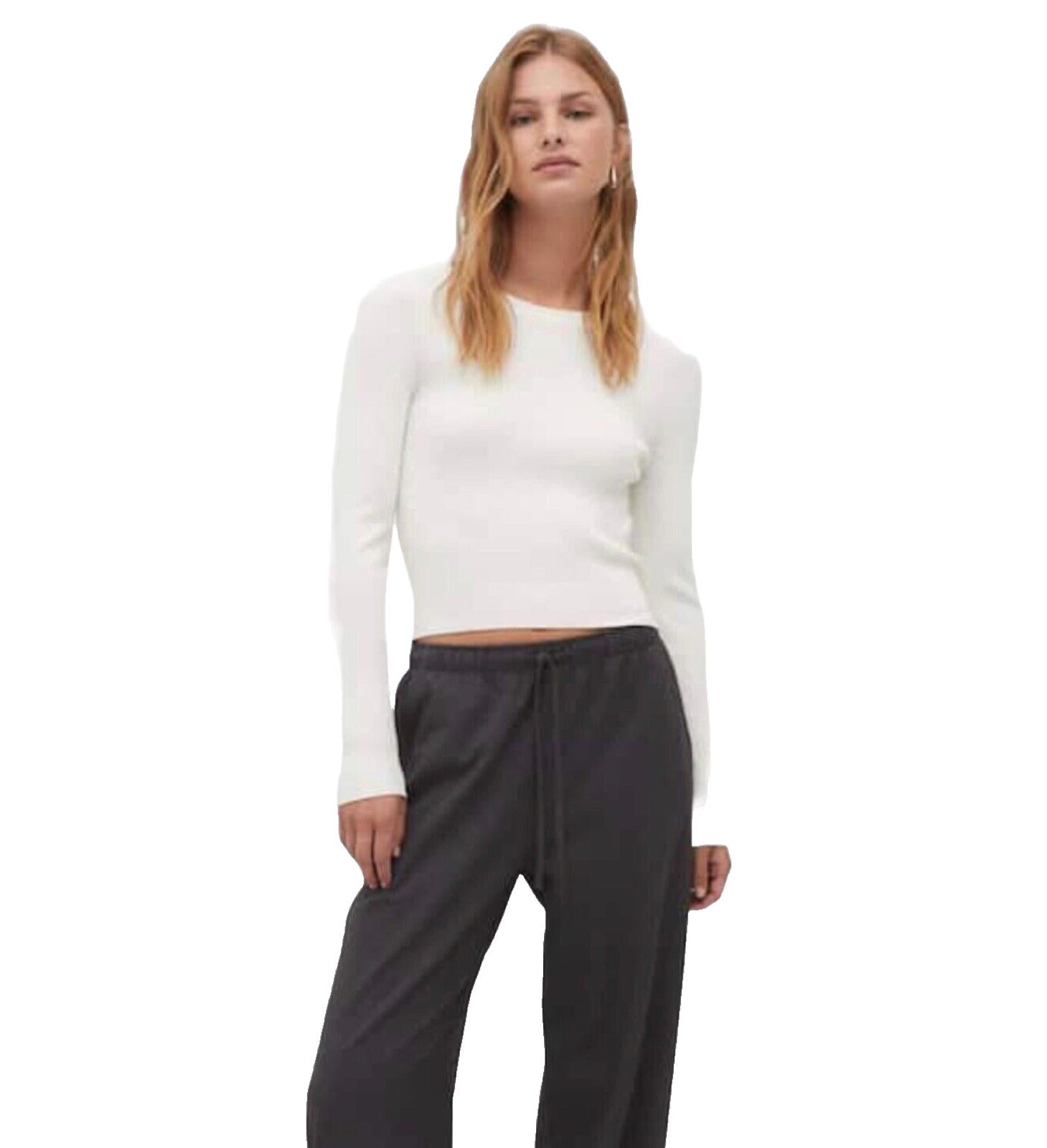 Stradivarius Rib Crop Jumper Long Sleeve Summer Women's UK Size XS
