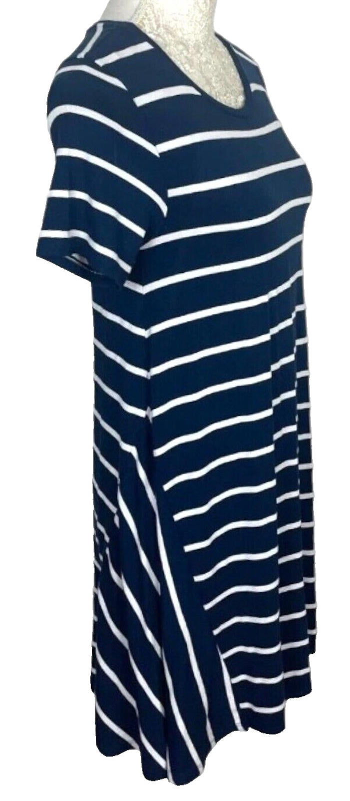 TU Jumper Dress Navy Blue & White Striped Women's UK Size 8