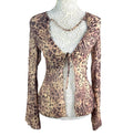 Pretty Little Thing Leopard Print Tie Front Blouse Women’s UK Size 8 Flared Cuff