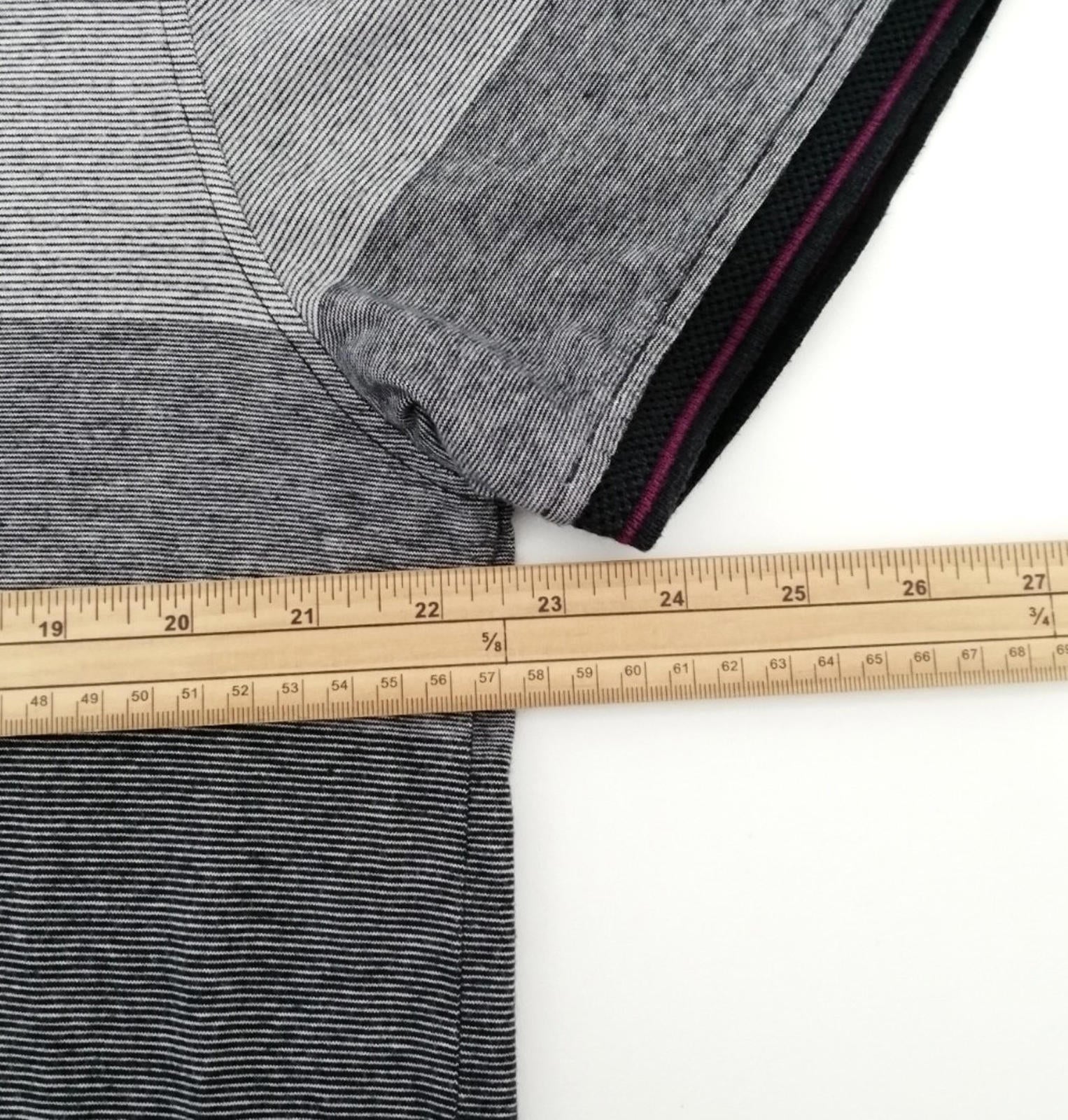 Debenhams Men's UK Size XL Grey Polo Shirt Striped Plum Black Collar Side Gusset