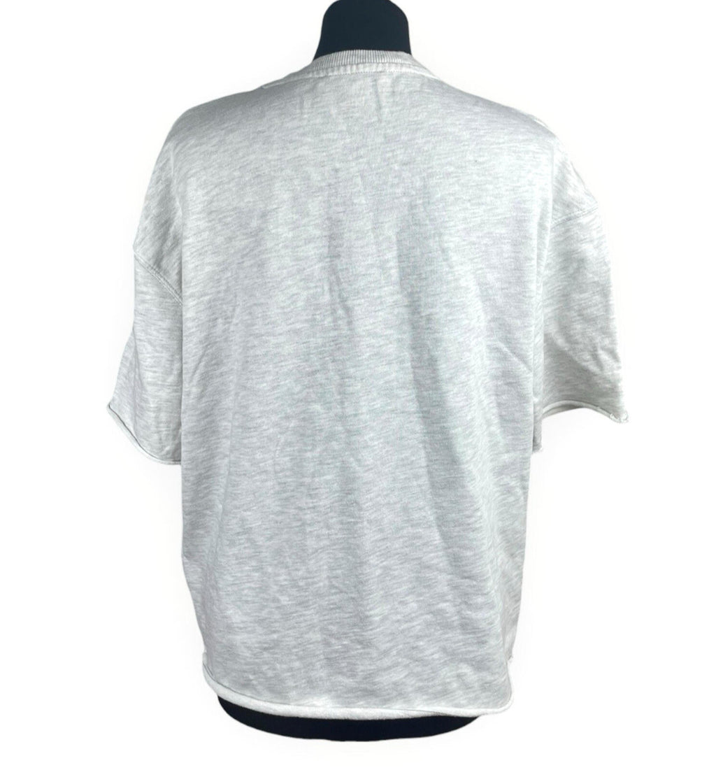 Zara Jersey T-Shirt Top Women’s UK Size S Oversized Light Grey Crew Neck