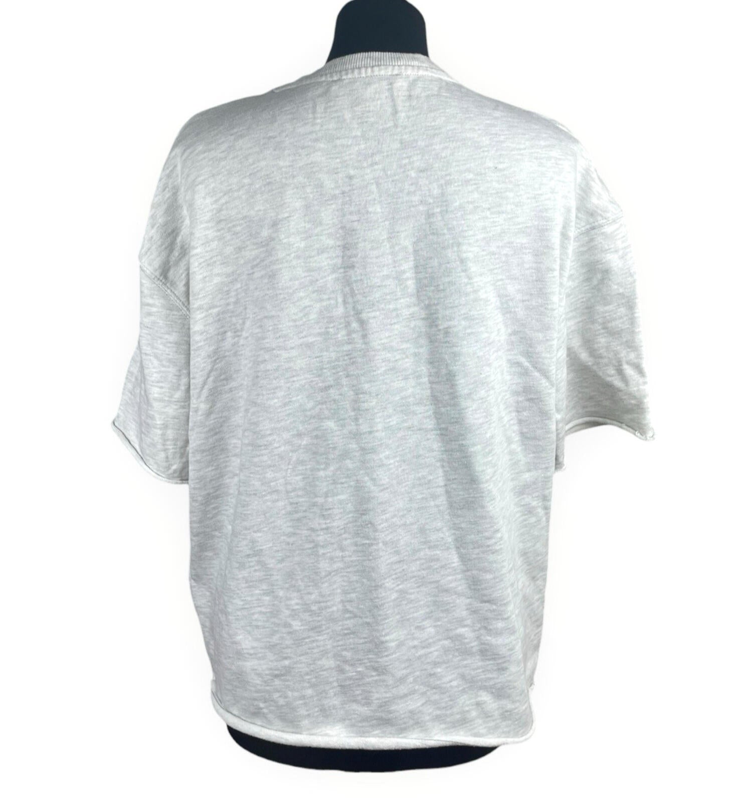 Zara Jersey T-Shirt Top Women’s UK Size S Oversized Light Grey Crew Neck