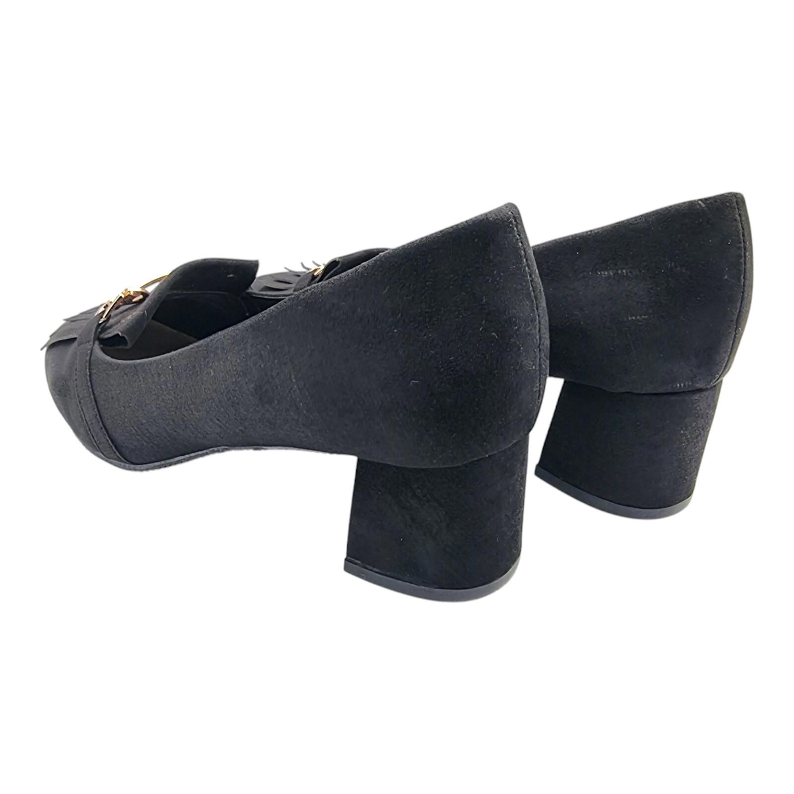 JD Williams Black Suedette Block Heel Court Shoes Wide Fit Women's UK Size 7 EEE
