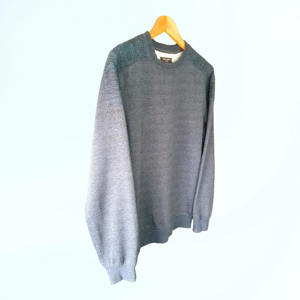 New Look Jumper Crew Neck Sweatshirt Grey Stripe Men's UK Size M
