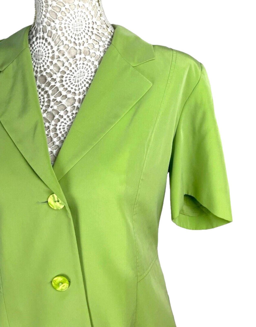 Alexon Skirt & Shirt Blouse Suit Women’s UK Size 14 Green Satin 2 Piece Set
