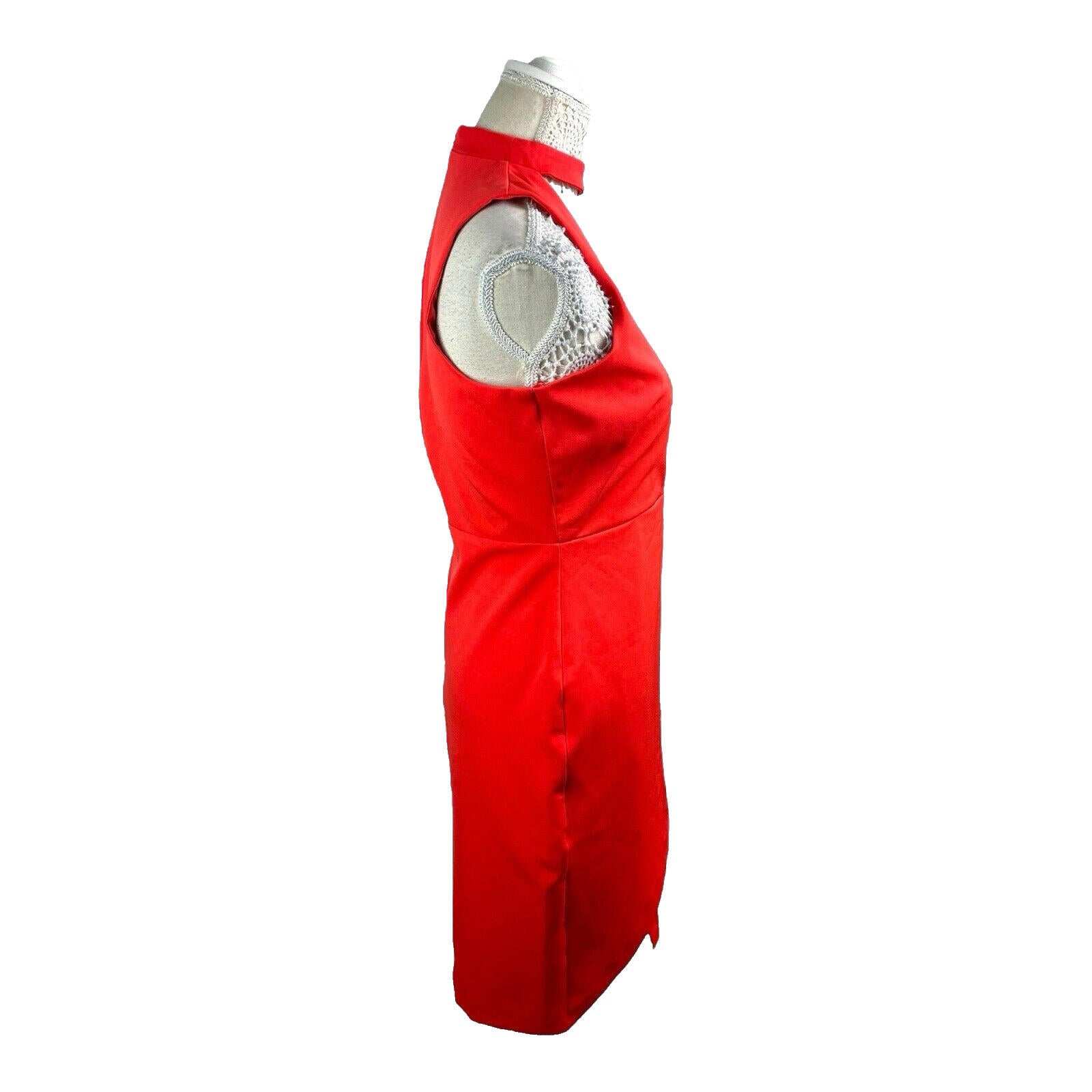 River Island Bright Red Midi Dress Collared Women’s UK Size 12