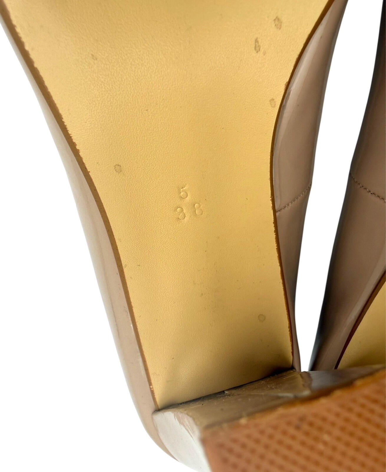 Next Get The Look Block Heel Shoes Women’s UK Size 6 Beige Patent Leather Nude