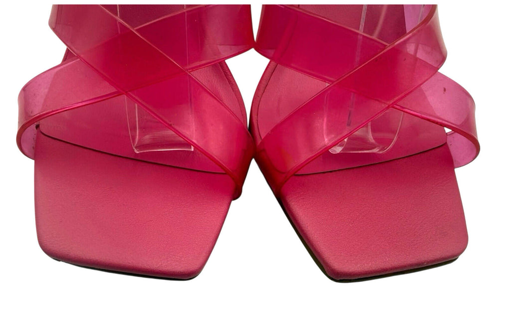 Primark Jelly Strap Block Heel Shoes Women’s UK Size 3 Square Open Toe Pink