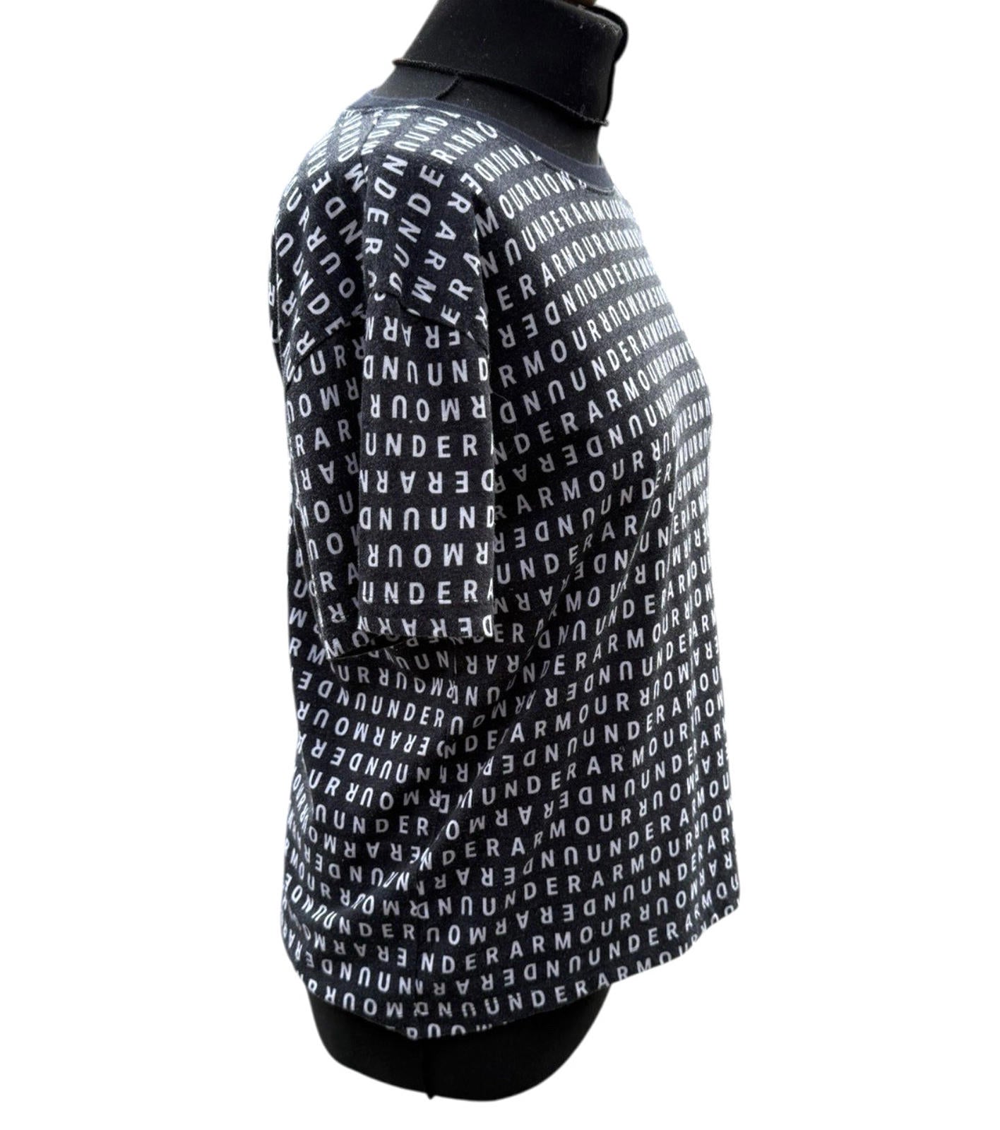 Under Armour Black White T-shirt Logo Print Shirt Sleeve Women’s UK Size S