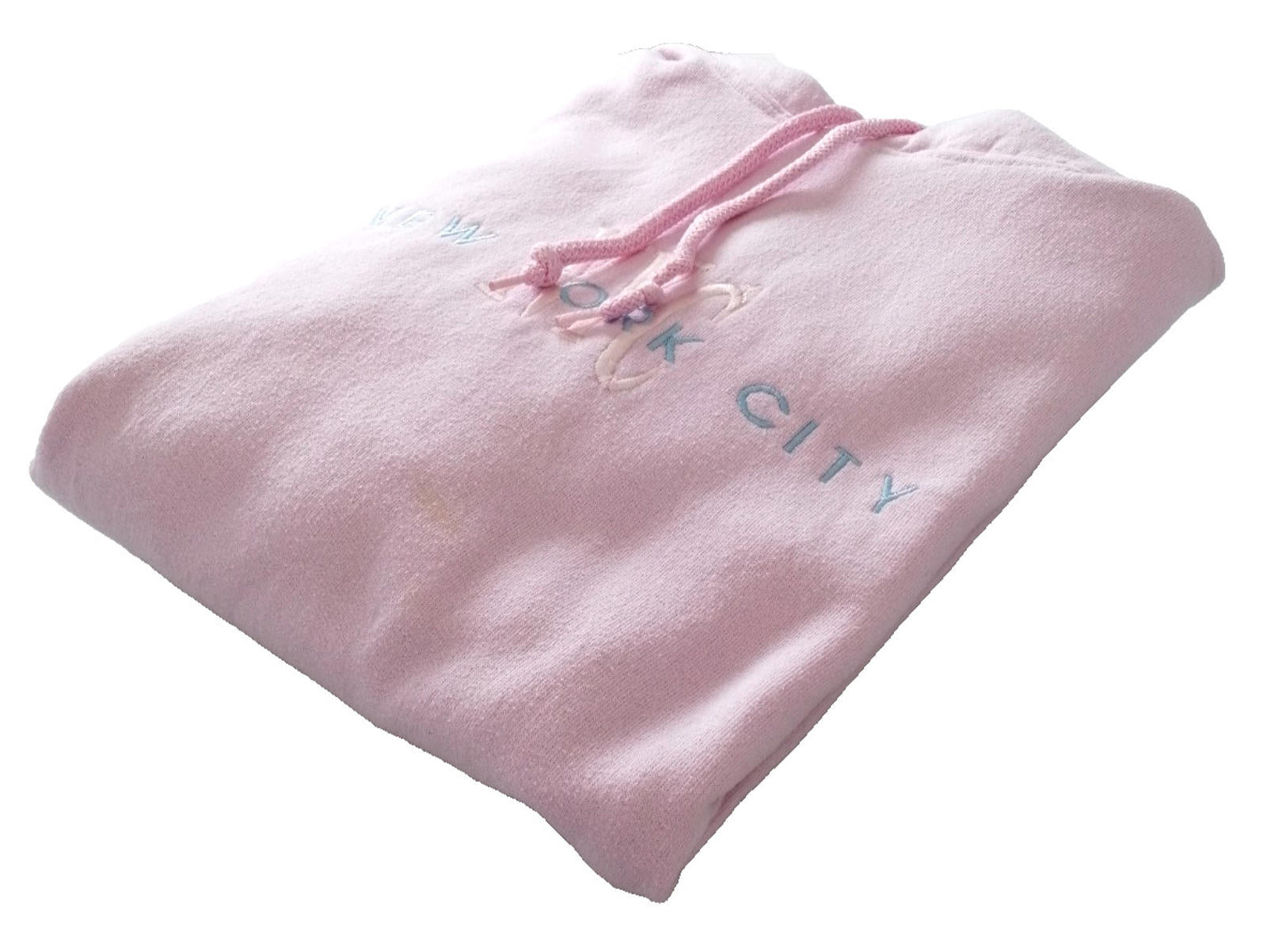 New York City Embroidered Hoodie Men's Size M Pink Jersey Hooded Pockets Sports