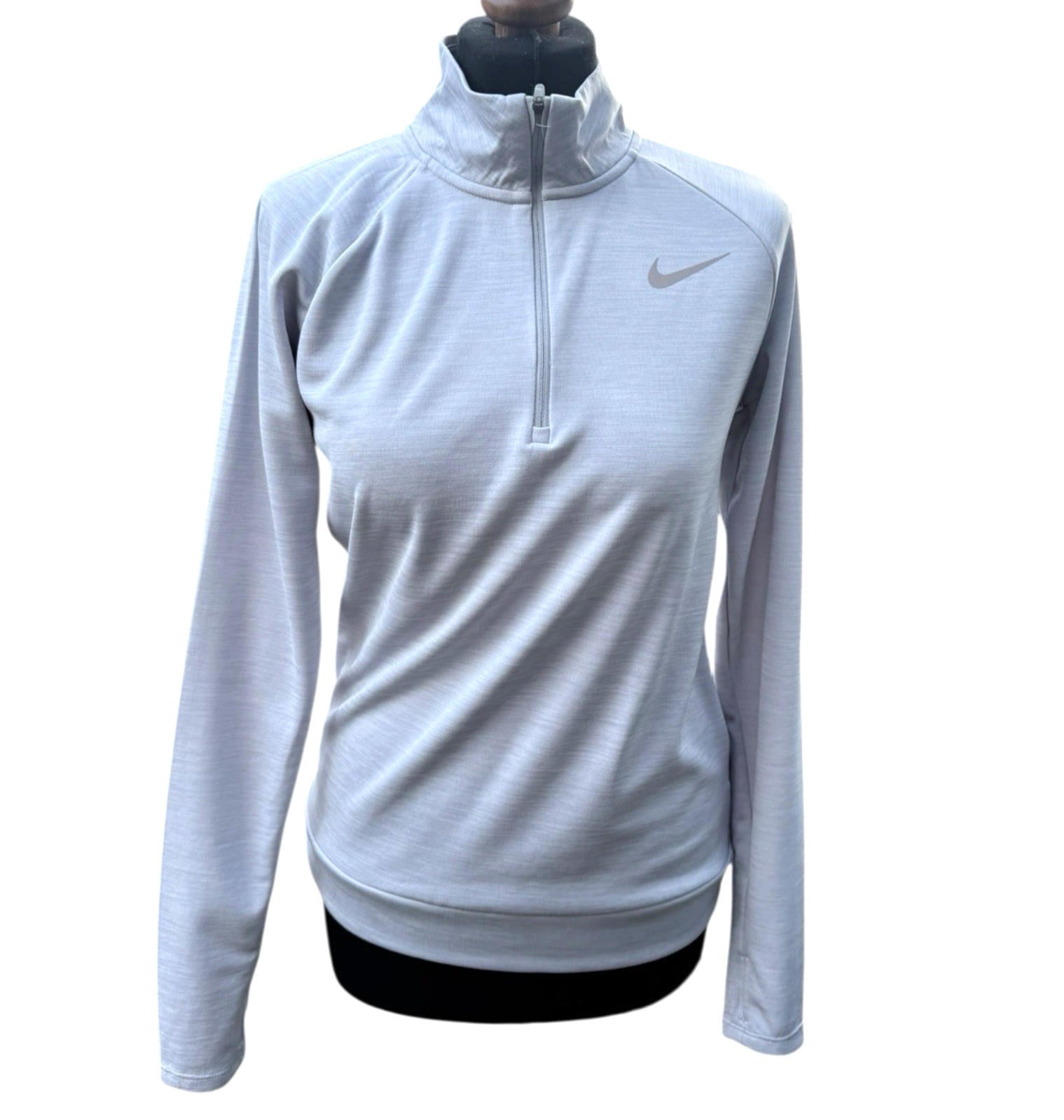 Nike Running Top Womens XS Grey 1/4 Zip Dri-Fit Pullover Activewear Thumbholes