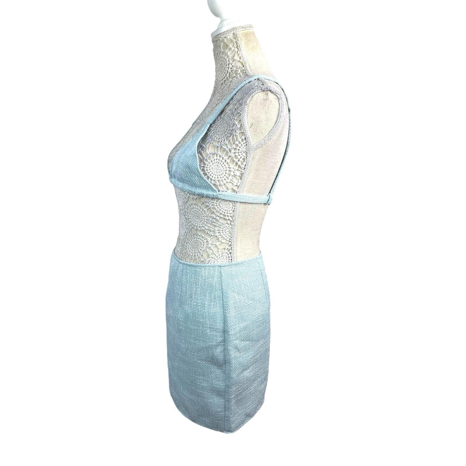 Pretty Little Thing Crop Top & Skirt Co-ord Women’s UK Size 8 Blue Linen Look